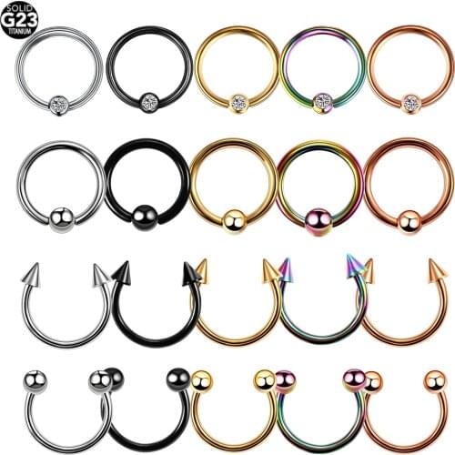 1PC/lot 100% Titanium 16G Nose Ring Body Jewelry Helix Piercing Ear Eyebrow Nose Lip Captive Earrings Daith Piercings 5 Colors