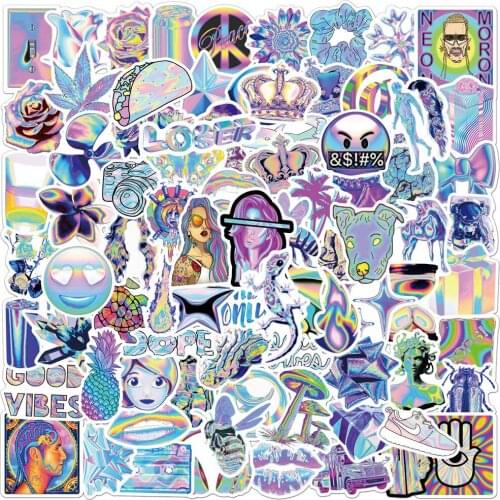 10/30/50PCS/Colorful Laser Graffiti Laptop Guitar Motorcycle Luggage Skateboard Bicycle Waterproof Stickers Wholesale