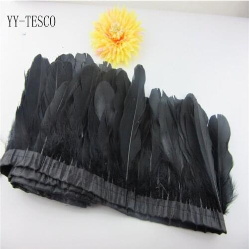 10 yards black Goose Feather Trims Dyed Goose Feather Ribbons 15-20cm Duck Feather Fringes for Carnival Ornaments DIY decoration