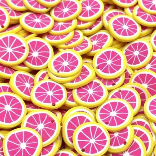 20Pcs/lot 20mm Grapefruit Beads Flakes Clay Beads Polymer Spacer Beads For Jewelry Making DIY Bracelet Hairpin #A89-15