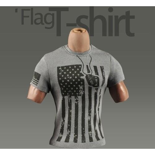 5 Pcs/set M-022 1/6 Male Figure Accessory Military Elements T-shirt Set with National flag/Weapon Printed for 12'' Muscle Body