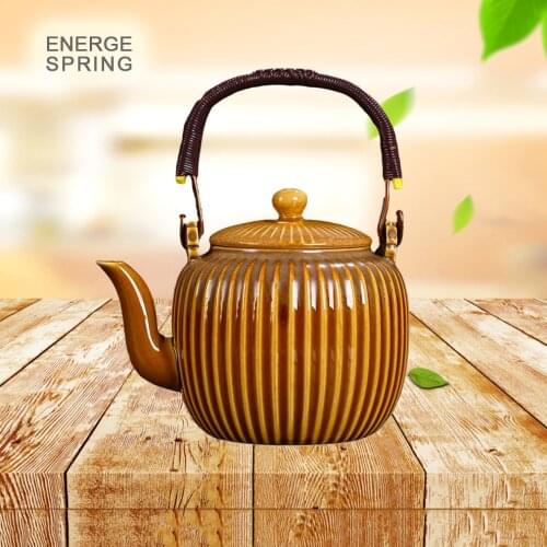 800ML Kiln Turned Ceramic Teapot With Filter Large Household Handle Pot Large Capacity Cold Kettle Health Teapot Retro Tea Set