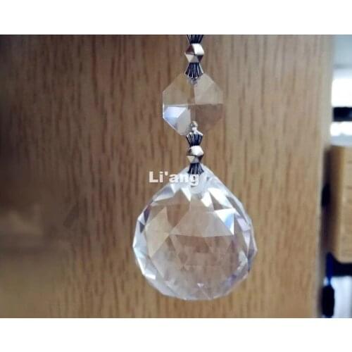 Free Shipping 50pcs/lot 30MM Crystal Faceted Ball+14mm Octagon Bead DIY Pendants For Chandelier Parts,Wedding /Party Decoration