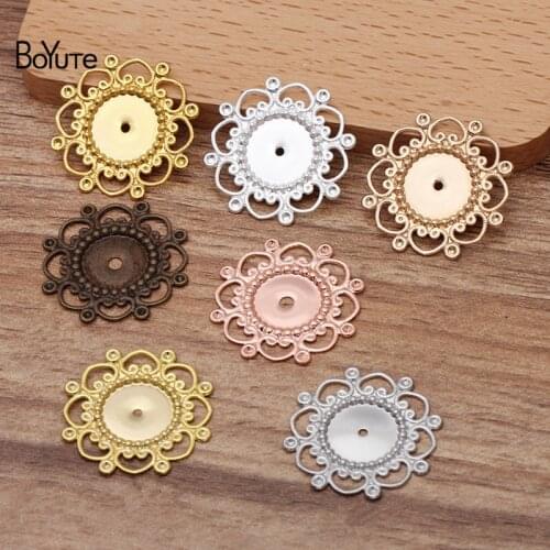 BoYuTe (50 Pieces/Lot) 28MM Metal Brass Stamping Flower Base Tray Diy Hand Made Jewelry Making Accessories