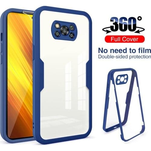 360 Full Cover For Xiaomi Poco X3 Pro Front Back Case For Redmi Note 10 10s Mi 11 Poko M3 Lite Transparent Phone Coque Shell Box