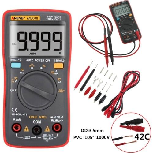 ANENG AN8008/09Digital Multimeter 9999 Counts Transistor True RMS Tester rm409b Auto Electrical Testers Voltage Capacitor Meters