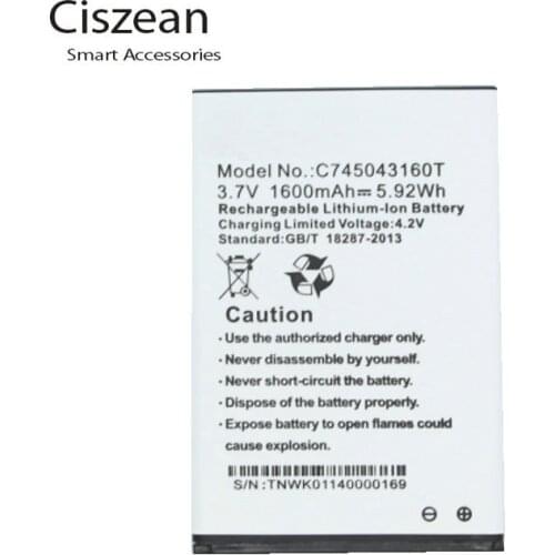 Ciszean 1x 3.7V 1600mAh Replacement C745043160T Battery For BLU Studio A270 A270A Advance 4.0 batteries