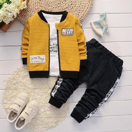 2021 Spring Autumn Baby Boys Girls Clothes Children Cotton Jacket Pants 3Pcs/Set Toddler Fashion Clothing Infant Kids Tracksuits