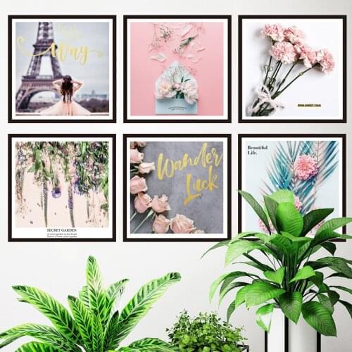 DIY Romantic Pink Rose Girls Dormitory Paris Wallpaper Self-adhesive Frame Painting Living Room Bedside Warm Decals Cover Broken