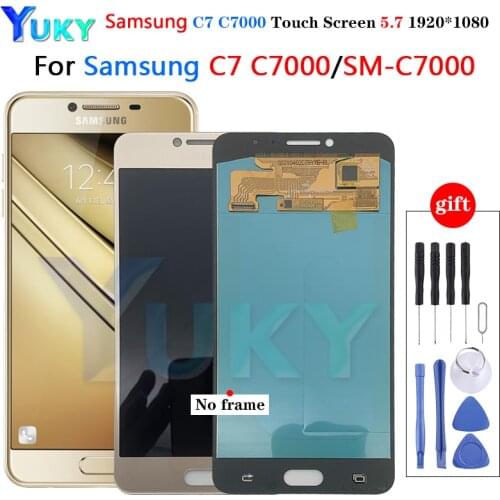 For Samsung Super oled Lcd Display Voor Samsung Galaxy C7 C7000 SM-C7000 Lcd Touch Screen Digitizer Vergadering LCD