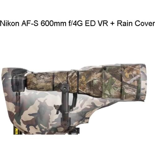 ROLANPRO Rain Cover Raincoat for Nikon AF-S 600mm f/4G ED VR Telephoto lens Army Green Camouflage Guns Cover Lens Coat L Size