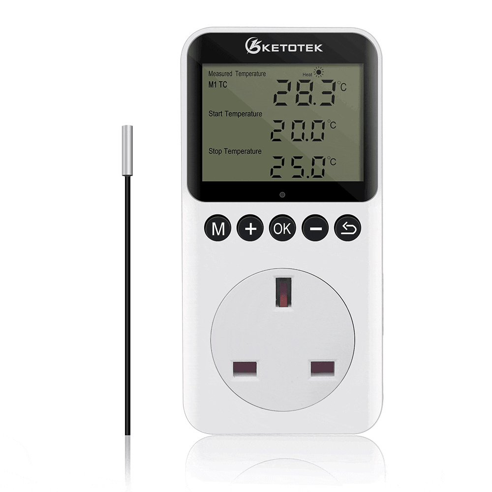 KT3200 Thermostat Plug Timer Socket Electronic Temperature Controller Regulator Timer Switch Outlets with 3M Sensor EU/FR/US/UK