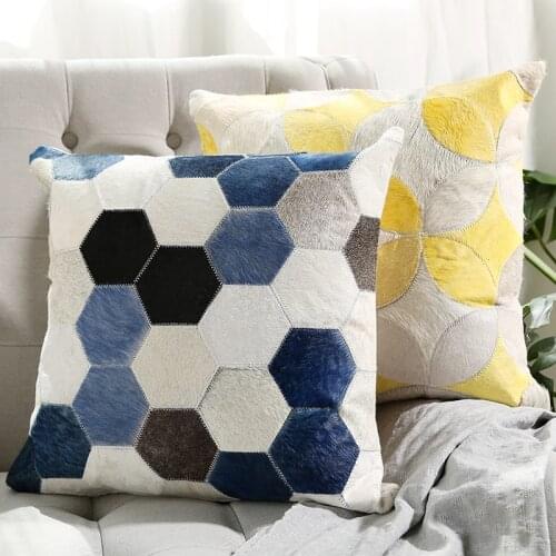 European Single-sided Leather Cowhide Car Pillowcase 45 X 45 Cm Office Chair Mattress Cushion, Custom Size / Color