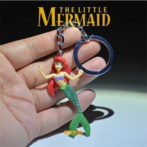 Disney Mermaid Princess Cartoon 6.5cm Keychain Action Figur Toys Model Mini Doll Pendant For kids gifts
