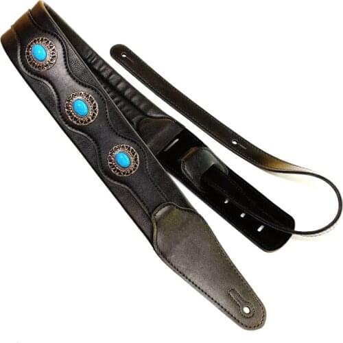 Guitar Strap Ethnic Style Leather Adjustable Acoustic Electric Belt
