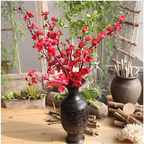 Chinese pastoral plum blossom simulation flowers and classical small vases stoneware floral home decoration wedding flowers