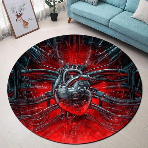 Mechanical Metal Heart Creative Floor Rug Round Carpet Living Room Area Rug Computer Desk Chair Non-slip Carpets Home Doormat