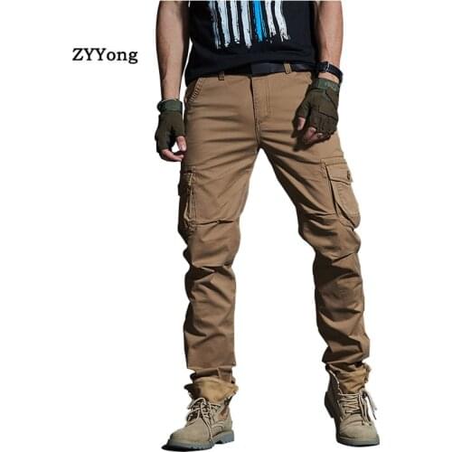 New Men Military Cargo Pants Multi-Pockets Breathable Motion Casual Outdoor Trousers Jogger Camouflage Cotton Khaki Overalls
