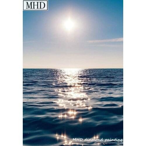 MHD Home Decor DIY Diamond Painting Suite Sun Seascape Picture Square Drill Full 3D Diamond Mosaic Art Embroidery Gift