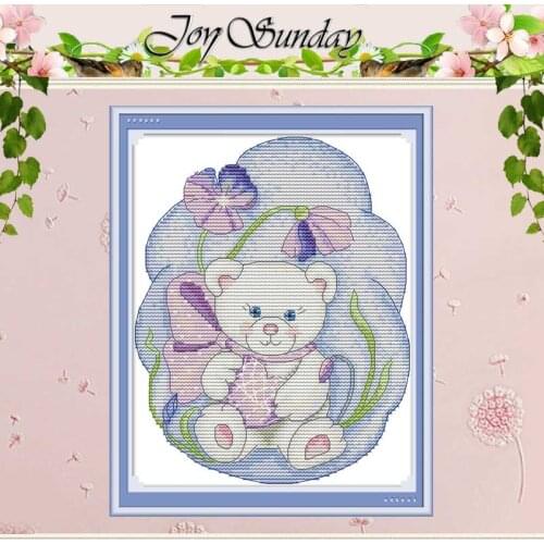 Baby Bear Cartoon Painting Counted 11CT 14CT Cross Stitch Sets DIY Chinese Cross-stitch Kits Embroidery Needlework Home Decor