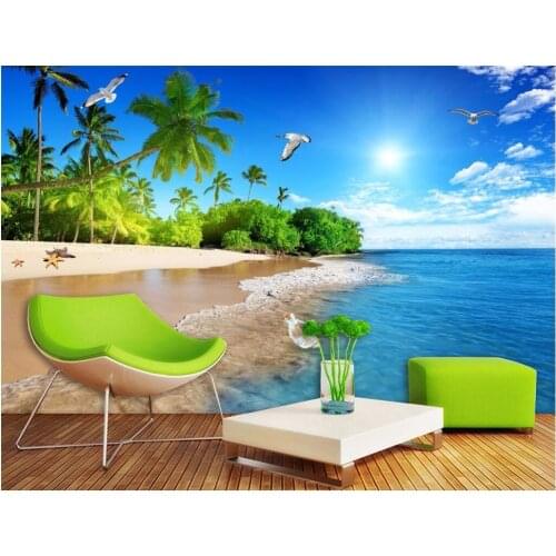 Custom mural 3d picture wallpaper sea sand drift bottle decoration painting 3d wall murals wallpaper for living room walls 3 d