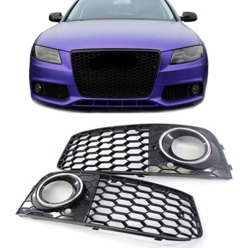 New 1Pair Car A4 Fog Light Cover Grille Grill Honeycomb Mesh Fog Light Lamp Open Vent Grille For Audi A4 B8 RS4 Style 2009-2012