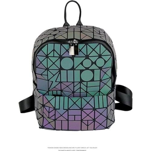 New Luminous Backpack Women School Hologram Geometric Foldable Student School Bags For Teenager Girls holographic Backpack