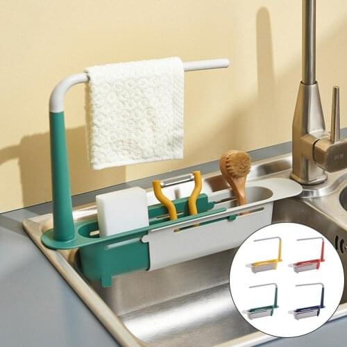 Sink Organizer Dish Drainer Kitchen Organizer for Soap Towel Rack Home Supplies Kitchen Accessories Adjustable Shelf Storage