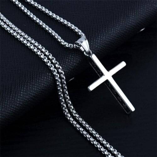 Simple Cross Pendant Necklace For Women Men Vintage Punk Jewelry Chain On the Neck Statement Necklace Christian Ornament Gifts