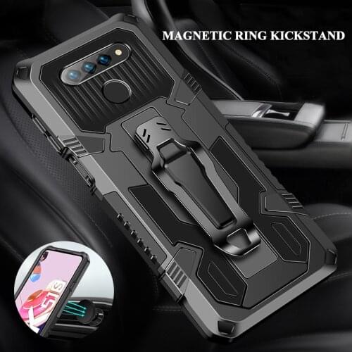 Shockproof Armor Case For LG K61 K51 K31 Stylo 6 Arlstro 5 Pro Cover Magnetic Ring Kickstand Phone Back Belt Clip Stand Shell