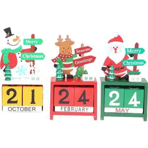 Christmas Ornament Wooden Countdown Calendar Gift Santa Claus Home Festival Decor Calendar Gift Box DIY Desktop Decoration