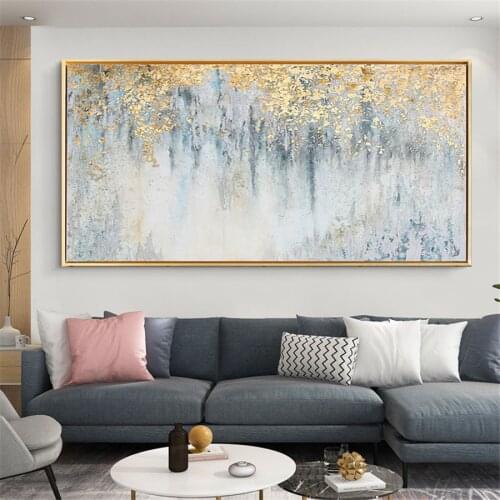 100% Hand-painted modern oil painting abstract gold leaf art gilt canvas painting living room wall painting luxury huge wall art