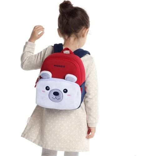 2019 New White Bear School bags for Girls Boys Cute Polar Bear Design Kindergarten Kids School Backpack Christmas Present Gift
