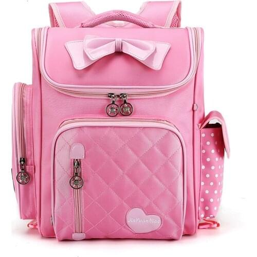 2019 Cartoon Bow Girls School Bags Children Backpack Reflective strip Bookbag Orthopedic Princess School Bags Mochila Infantil