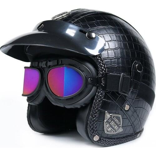 Retro Helmet Handmade Leather Motorcycle Helmet Unisex 3/4 Helmets Motorcycle Bike Helmet Open Face Vintage Motorbike Helmet