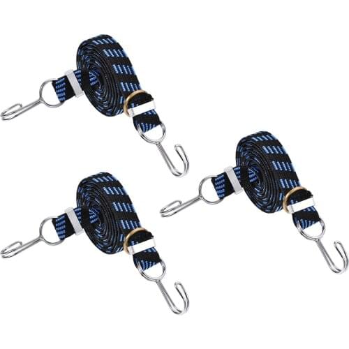 Uxcell Flat Elastic Cord with Hook Ratchet Belt Luggage Tied Rope for Hand Carts Luggage Rack Cargo, 3 PCS