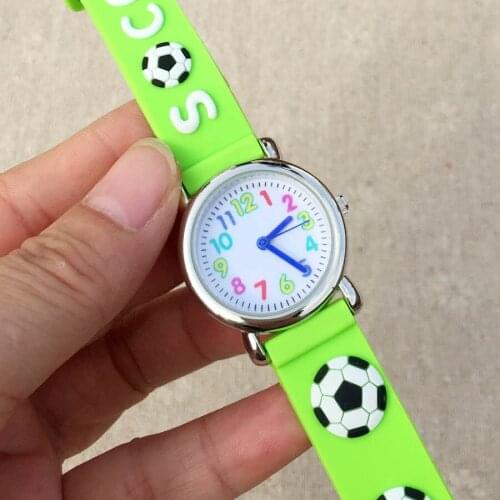 Cartoon 3D football Soccer style children students girls boys Silicone waterproof quartz wrist watch 03