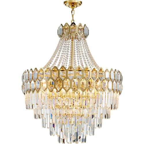 Modern Crystal Chandelier Living Dining Lighting Luxury villa Round Gold Crystal Lamps New Design Led Home Lighting