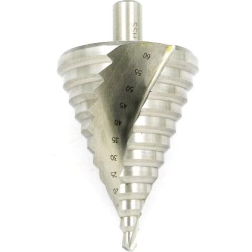 6-60mm Step Drill Bit 12 Steps Bit Shank 13mm Spiral Groove Step Drill Hole Cutter 12 Steps:6,10,15,20,25,30,35,40,45,50,55,60mm