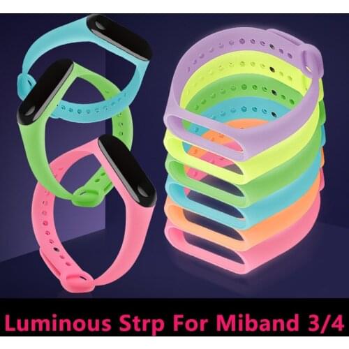 Luminous Mi band 3 4 Strap Wristbands Accessories Night Light Replacement for Xiaomi Smartband Xiomi Xaiomi Xiami xaomi xaiomy