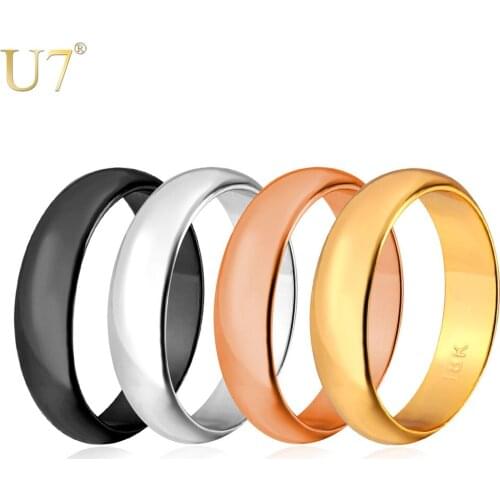 U7 Wedding Band Rings Set For Men/Women Classic Jewelry 5MM Gold Color 4 PCS Rings Set & Gift Box 2016 New R443