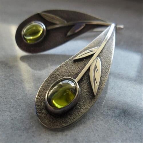 Vintage Leaf Crystal Earrings European And American Womens Ear Hook Rarrings Exquisite Jewelry Gifts