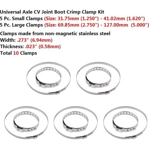 High Quality Universal 31-41mm 70-125mm Adjustable AXLE CV Joint Boot Crimp Clamp Kit