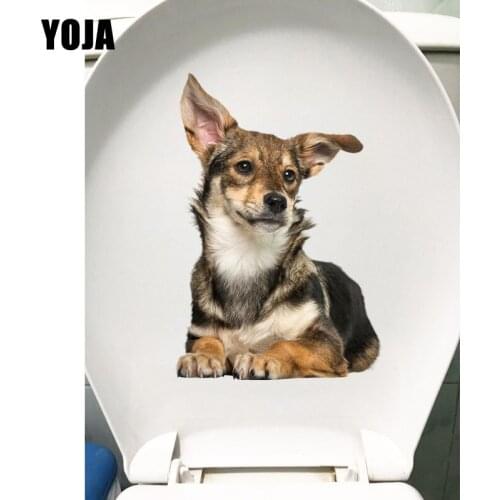YOJA 15.9*23.8CM Pet Dog Animal Wall Sticker Decal Home Decoration WC Toilet Stickers T1-0335
