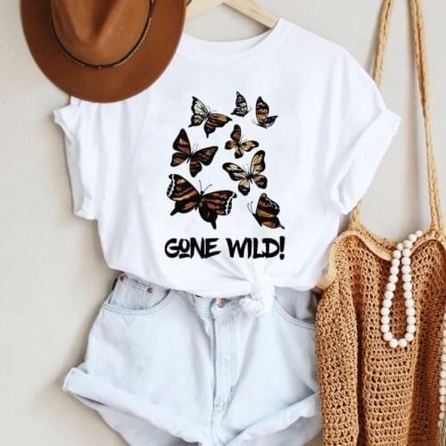 Women Fashion Butterfly Cute New 90s Cute Ladies Cartoon Summer Lady Print Tee Graphic T Top Female Tshirts Clothes T-Shirt