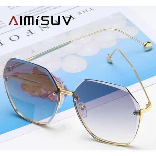 AIMISUV Round Gradient Women Sunglasses 2021 Fashion Retro Half Frame Mens Sun Glasses UV400 zonnebril dames