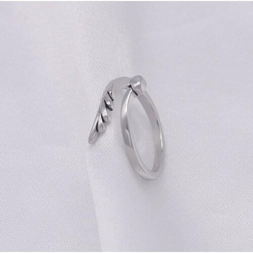 Women Girl Heart Feather Open Ring for Gift Party Cute Feather Ring Jewelry Accessories Wholesale Price