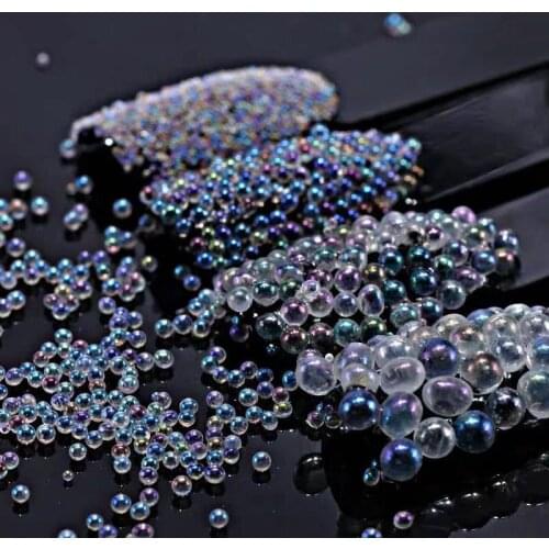 10g/Pack DIY Glass Perforated Beads Transparent Magic Color Nail Beads Various Color Bubble Beads Handmade Decoration