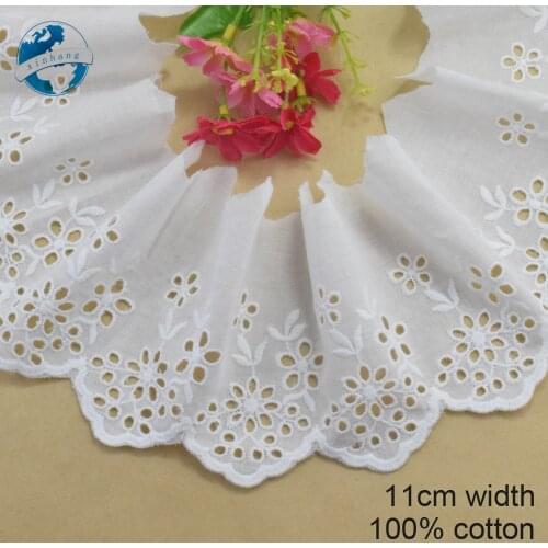 11cm wide 100% Cotton embroid lace sewing ribbon guipure trim wedding lace DIY Garment Accessories french african doll lace#3979