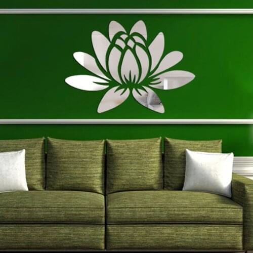 17pcs/set Elegant Lotus Flower Sticker Wall Decals Art Acrylic Mirror Wall Stickers For Kids Rooms Living Room Decoration